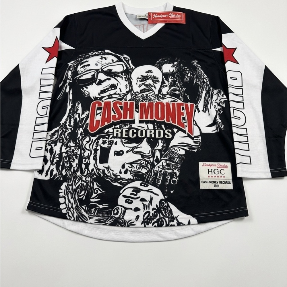 Headgean classics Cash Money Records  Men’s Black & White Graphic Hockey Jersey